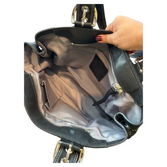 VINTAGE COACH SOHO F137732 BLACK LEATHER PLEATED TOTE SHOULDER BAG PURSE - Picture 9 of 10